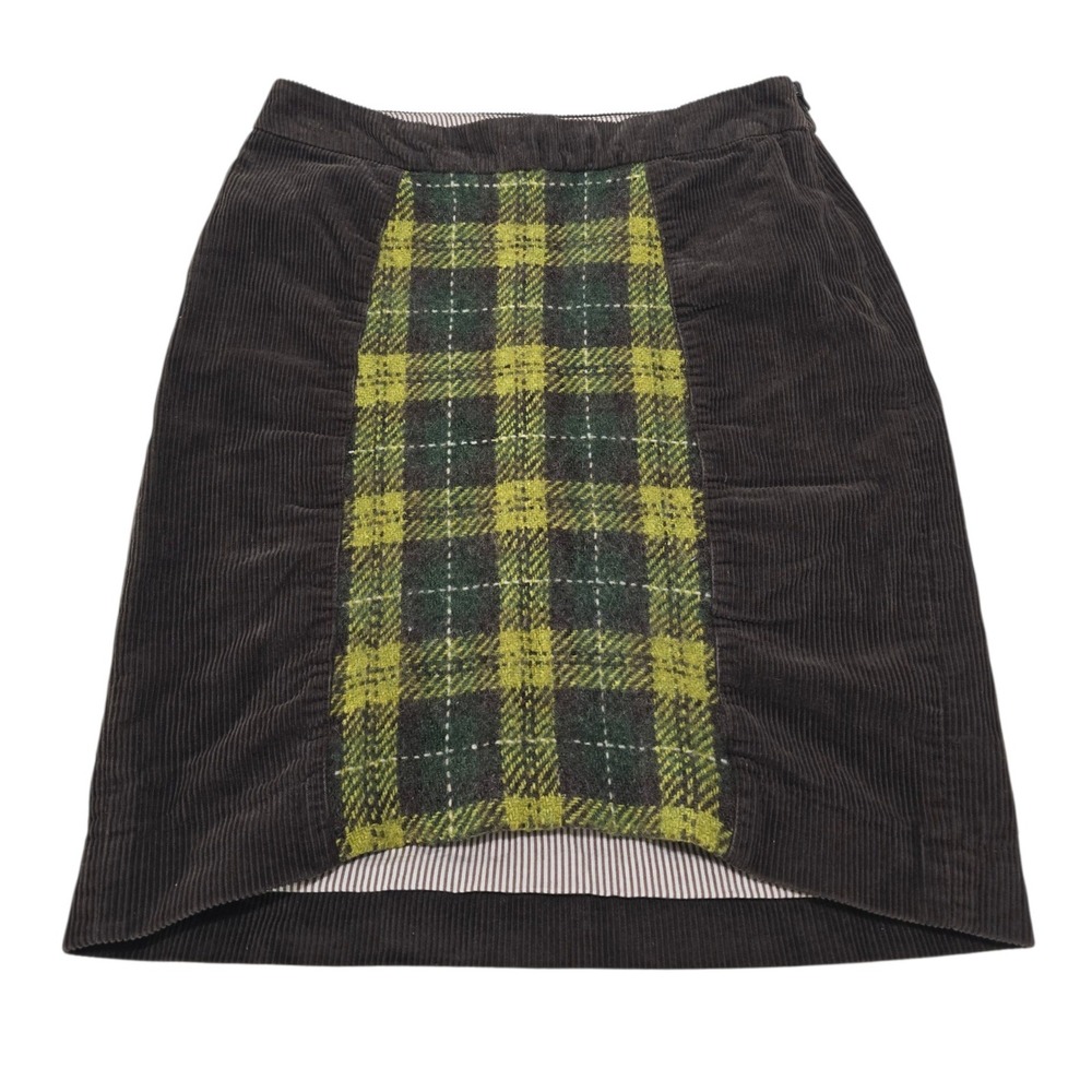 Maeve Brown Corduroy Plaid Ruffle Mini Skirt Size 4